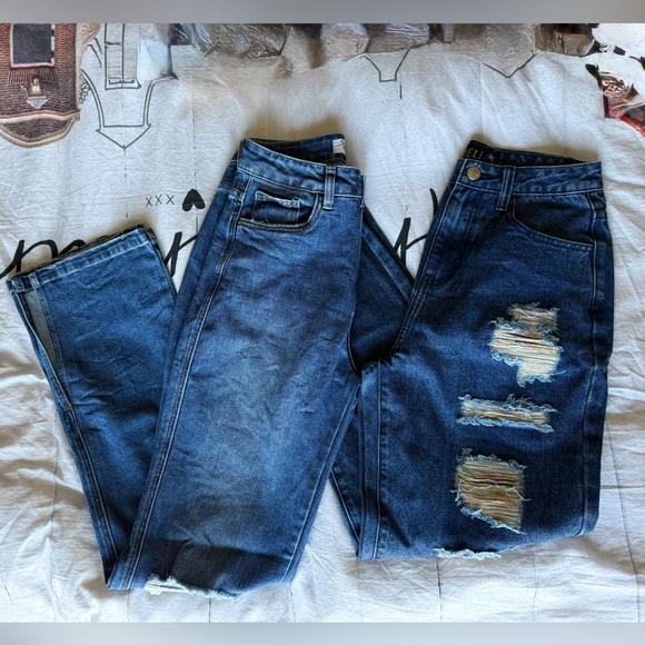 Jeans DELiA*s Jayden 3/4S Bleu - Taille 3, Coupe Droite, Occasion Excellent état